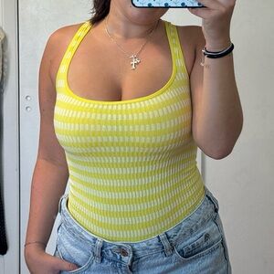 striped yellow bodysuit tags urban outfitters size medium